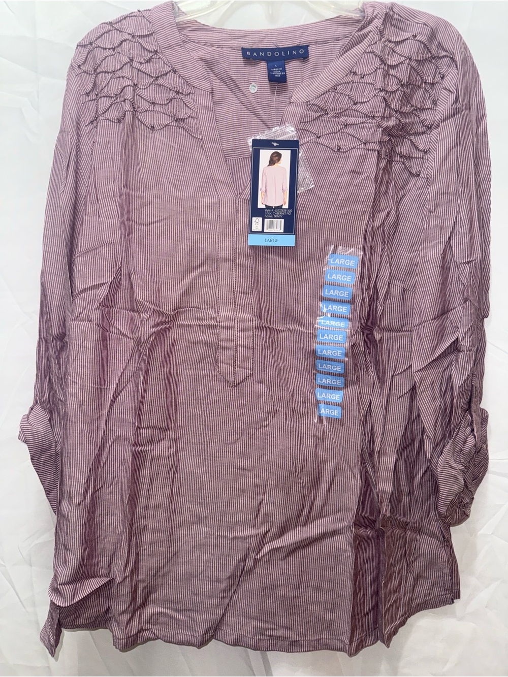 Bandolino Dusty Rose Long-Sleeve Button-Down Tunic Shirt